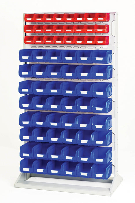 Bott Louvre Panel Rack Double Sided & Bin Kit With 10 Panels, 48X Red 96X Blue Bins (WxDxH: 1000x550x1775mm) - Part No:16917225