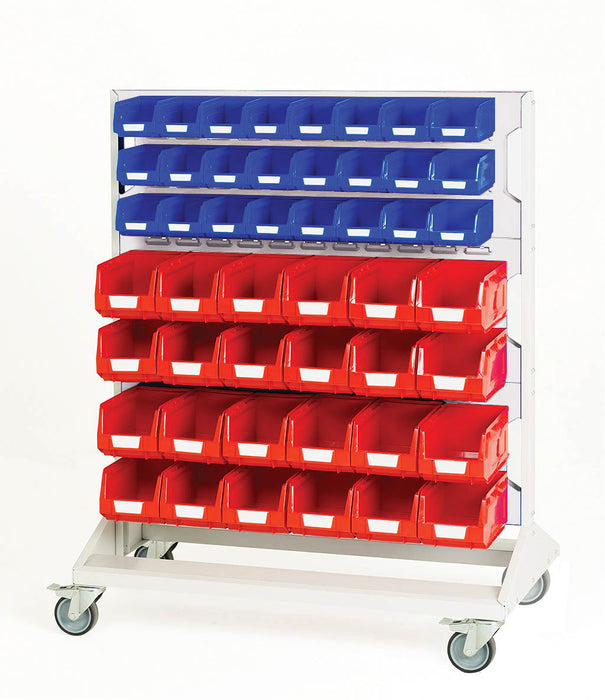 Bott Louvre Panel Trolley Double Sided & Bins With 6 Panels, 48X Red 48X Blue Bins (WxDxH: 1000x550x1250mm) - Part No:16917226