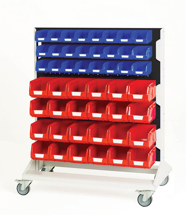 Bott Louvre Panel Trolley Double Sided & Bins With 6 Panels, 48X Red 48X Blue Bins (WxDxH: 1000x550x1250mm) - Part No:16917226