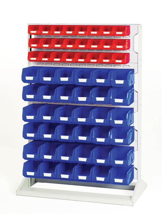 Bott Louvre Panel Rack Single Sided & Bin Kit With 4 Panels, 24X Red 36X Blue Bins (WxDxH: 1000x550x1450mm) - Part No:16917323