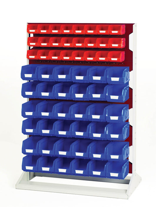 Bott Louvre Panel Rack Single Sided & Bin Kit With 4 Panels, 24X Red 36X Blue Bins (WxDxH: 1000x550x1450mm) - Part No:16917323