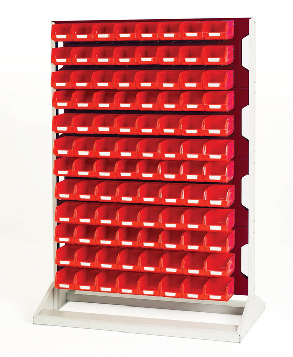 Bott Louvre Panel Rack Single Sided & Bin Kit With 4 Panels, 96X Red Bins (WxDxH: 1000x550x1450mm) - Part No:16917324