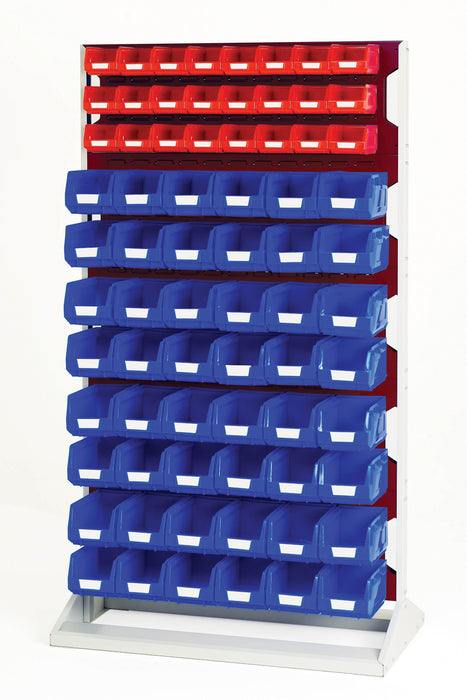 Bott Louvre Panel Rack Single Sided & Bin Kit With 5 Panels, 24X Red 45X Blue Bins (WxDxH: 1000x550x1775mm) - Part No:16917326