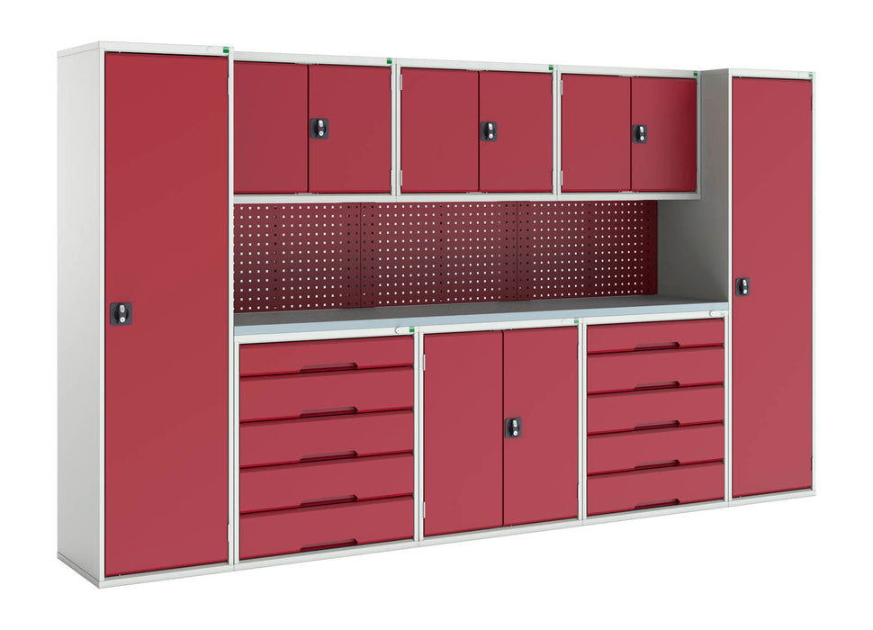 Bott Verso Modular Workshop With 6X Cupboards, 2X Cabinets (WxDxH: 3450x590x2000mm) - Part No:16920102