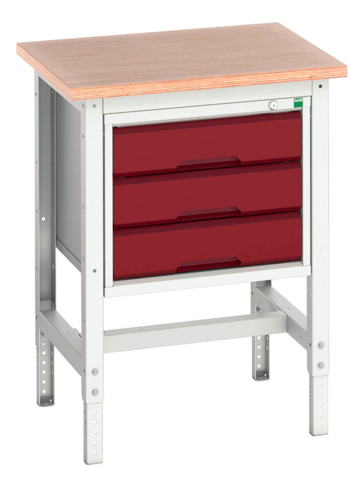 Bott Verso Adjustable Height Workstand With 3 Drawer Cabinet & Multiplex Top (WxDxH: 700x600x780-930mm) - Part No:16921602