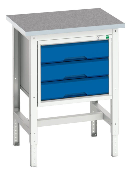 Bott Verso Adjustable Height Workstand With 3 Drawer Cabinet & Lino Top (WxDxH: 700x600x780-930mm) - Part No:16921603