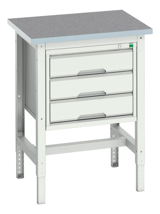 Bott Verso Adjustable Height Workstand With 3 Drawer Cabinet & Lino Top (WxDxH: 700x600x780-930mm) - Part No:16921603