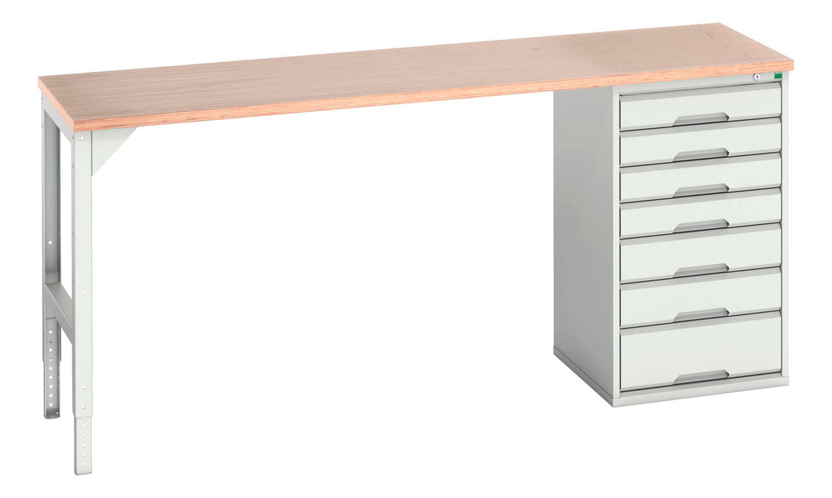 Bott Verso Pedestal Bench With 7 Drawer 525W Cab & Mpx Worktop (WxDxH: 2000x600x930mm) - Part No:16921951