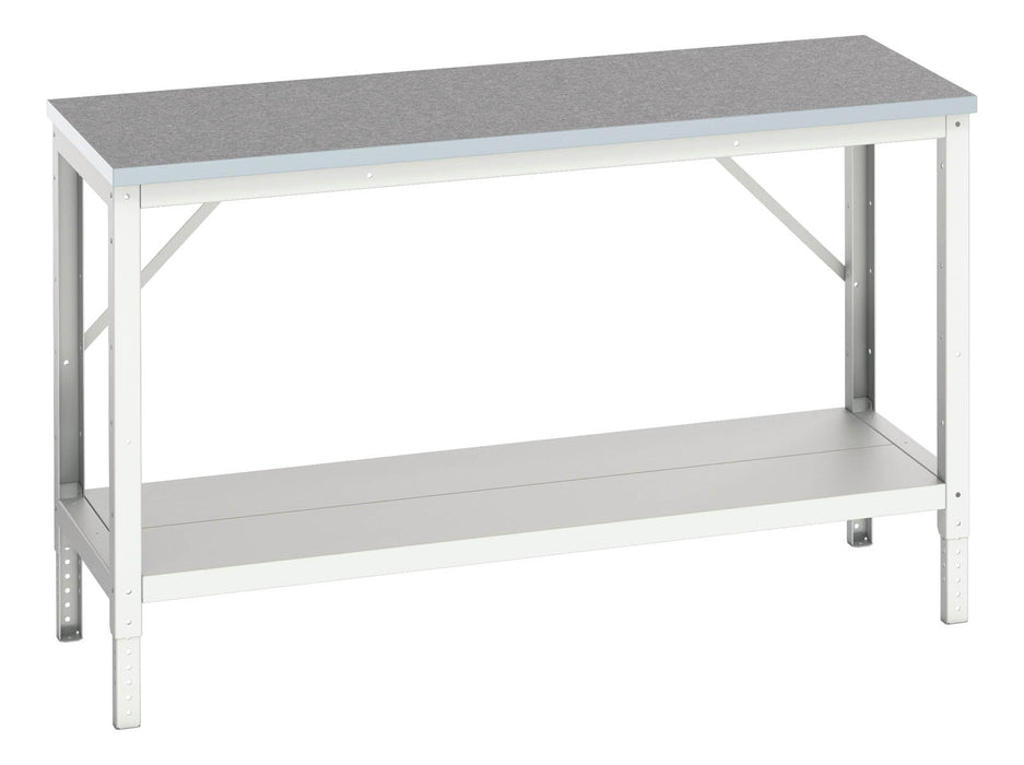 Bott Verso Adjustable Height Framework Bench With Full Depth Base Shelf & Lino Top (WxDxH: 1500x600x780-930mm) - Part No:16922003