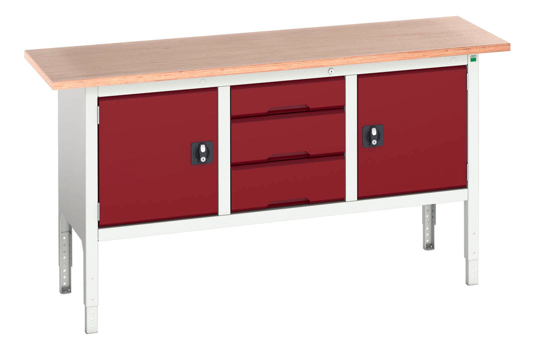 Bott Verso Adjustable Height Storage Bench (Mpx) With Cupboard / 3 Drawer Cab / Cupboard (WxDxH: 1750x600x830-930mm) - Part No:16923022