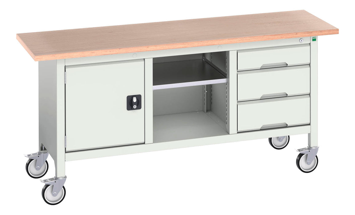 Bott Verso Mobile Storage Bench (Mpx) With Cupboard / Mid Shelf / 3 Drawer Cab (WxDxH: 1750x600x830mm) - Part No:16923220