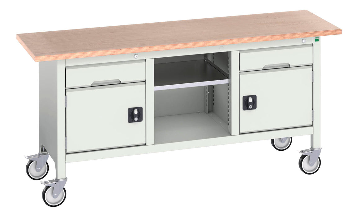 Bott Verso Mobile Storage Bench (Mpx) With 1 Drw-Cupboard / Mid Shelf / 1 Drw-Cupboard (WxDxH: 1750x600x830mm) - Part No:16923221