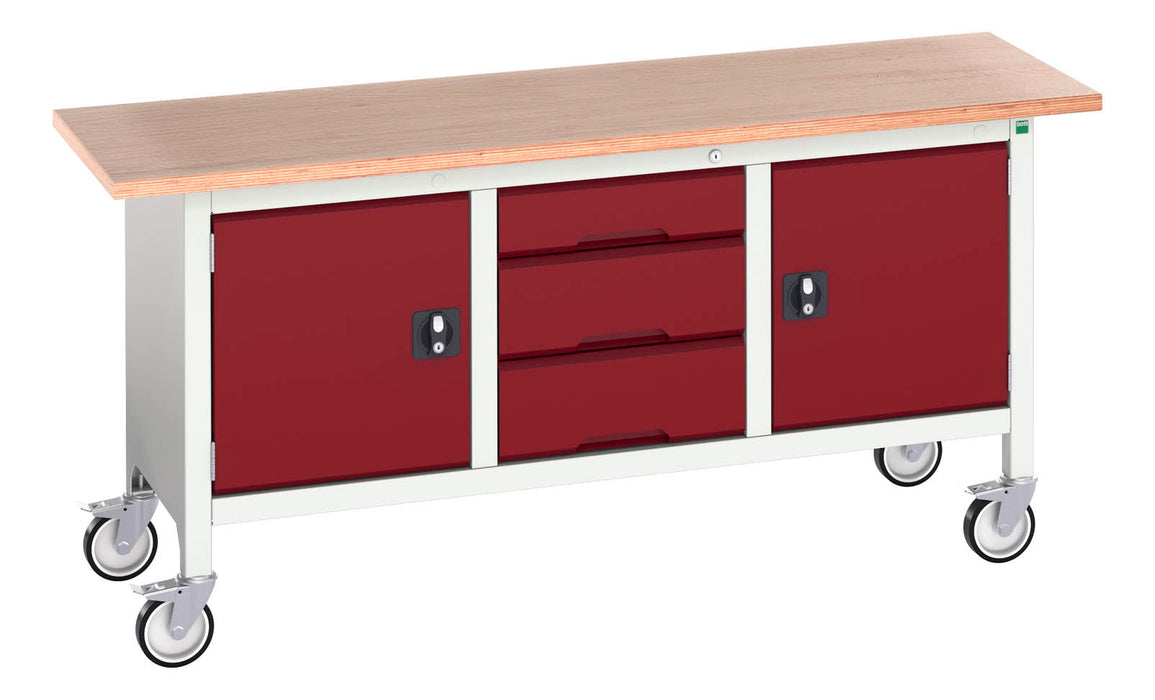Bott Verso Mobile Storage Bench (Mpx) With Cupboard / 3 Drawer Cab / Cupboard (WxDxH: 1750x600x830mm) - Part No:16923222