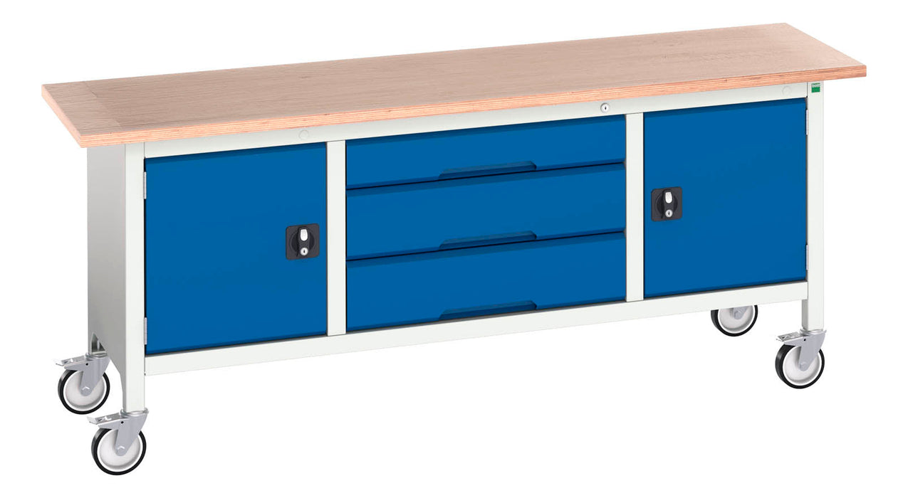 Bott Verso Mobile Storage Bench (Mpx) With Cupboard / 3 Drawer Cab / Cupboard (WxDxH: 2000x600x830mm) - Part No:16923232