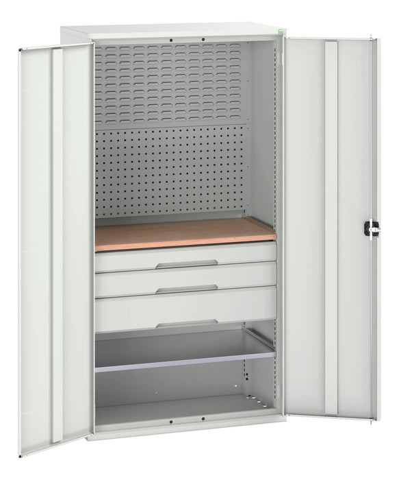 Bott Verso Kitted Cupboard With 1 Shelf, 3 Drw, Backpnls, Worktop (WxDxH: 1050x550x2000mm) - Part No:16926572
