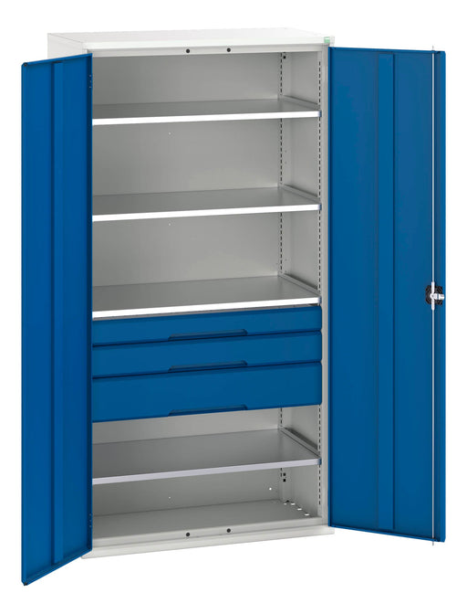 Verso Kitted Cupboard With 4 Shelves, 3 Drawers (WxDxH: 1050x550x2000mm) - Part No:16926575