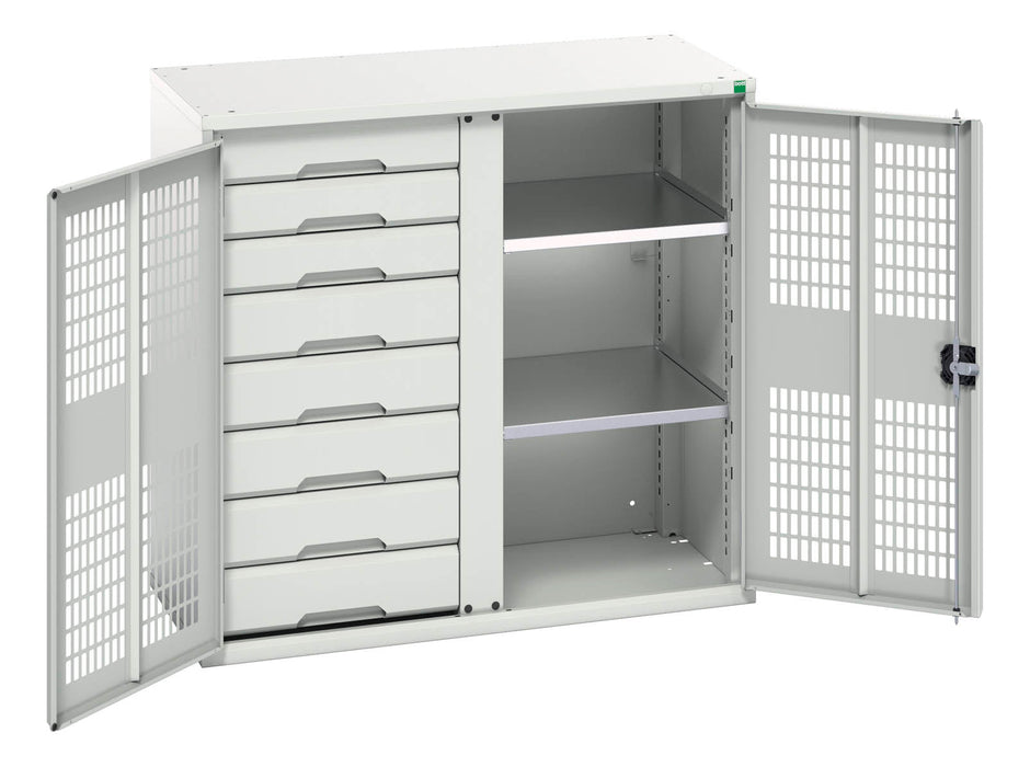 Bott Verso Ventilated Door Kitted Cupboard With 2 Shelves, 8 Drawers & Partition (WxDxH: 1050x550x1000mm) - Part No:16926766