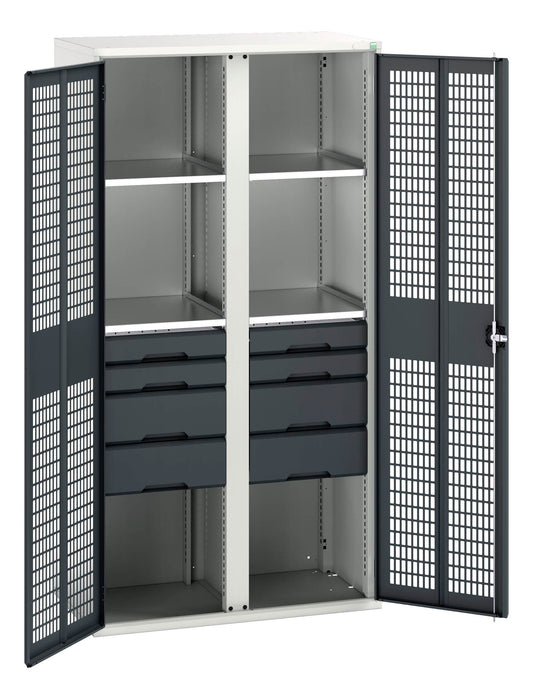 Bott Verso Ventilated Door Kitted Cupboard With 4 Shelves, 8 Drawers & Partition (WxDxH: 1050x550x2000mm) - Part No:16926778