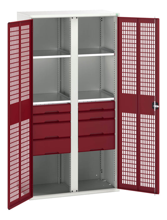 Bott Verso Ventilated Door Kitted Cupboard With 4 Shelves, 8 Drawers & Partition (WxDxH: 1050x550x2000mm) - Part No:16926778