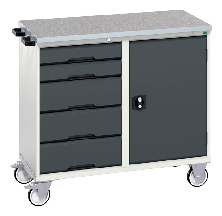 Bott Verso Maintenance Trolley With 5 Drawers, Door And Lino Top (WxDxH: 1050x600x980mm) - Part No:16927120