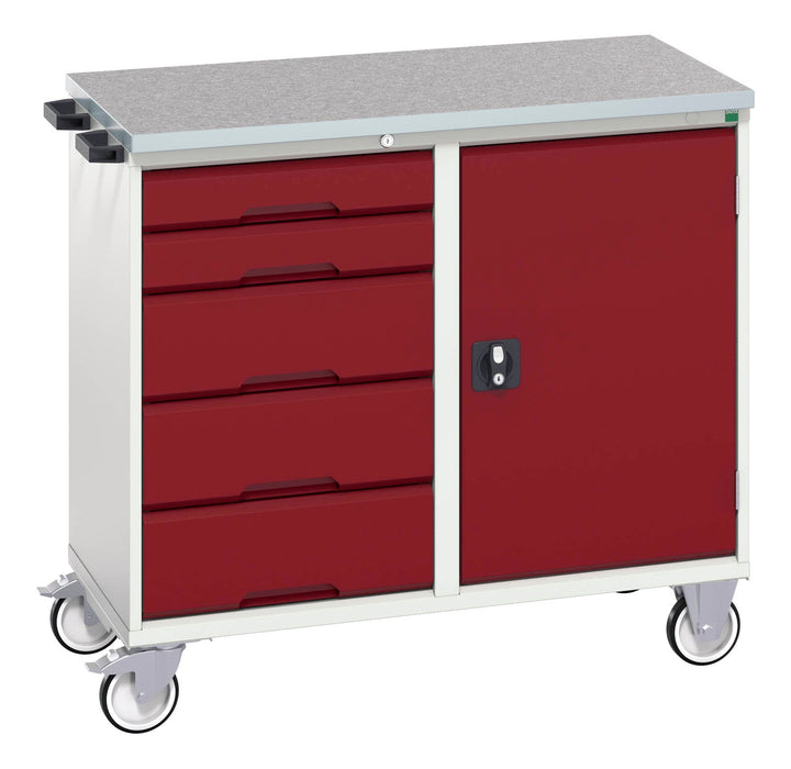 Bott Verso Maintenance Trolley With 5 Drawers, Door And Lino Top (WxDxH: 1050x600x980mm) - Part No:16927120