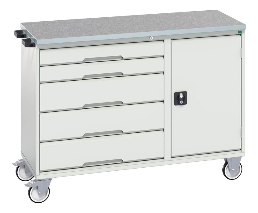 Bott Verso Maintenance Trolley With 5 Drawers, Door And Lino Top (WxDxH: 1300x600x980mm) - Part No:16927150