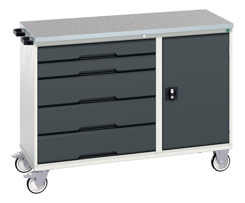 Bott Verso Maintenance Trolley With 5 Drawers, Door And Lino Top (WxDxH: 1300x600x980mm) - Part No:16927150
