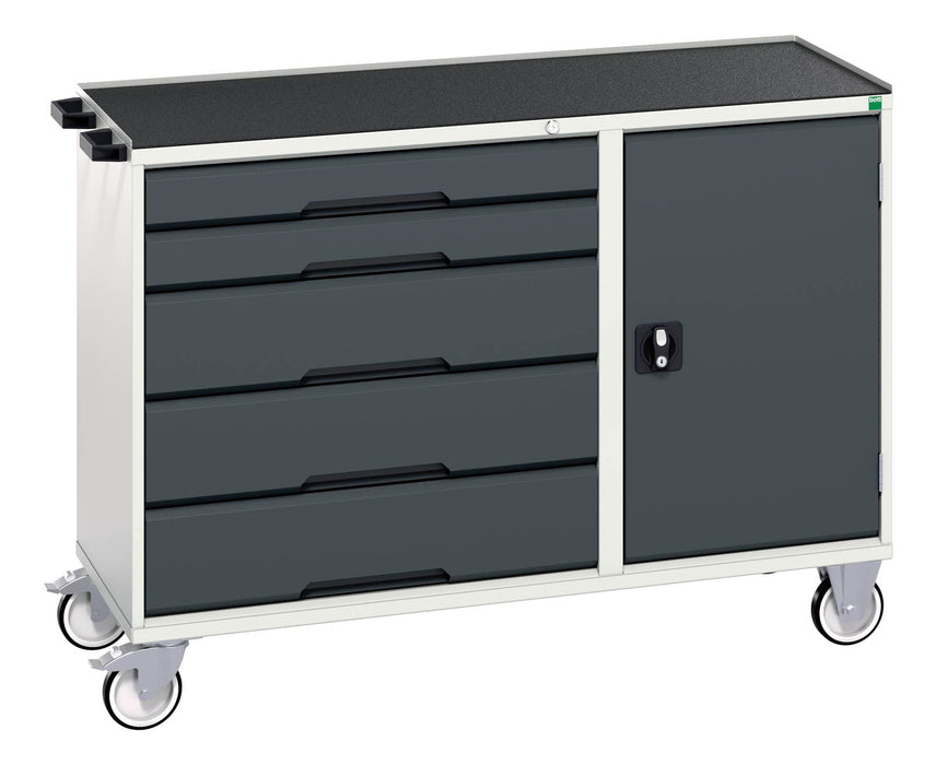 Bott Verso Maintenance Trolley With 5 Drawers, Door And Top Tray (WxDxH: 1300x550x965mm) - Part No:16927152