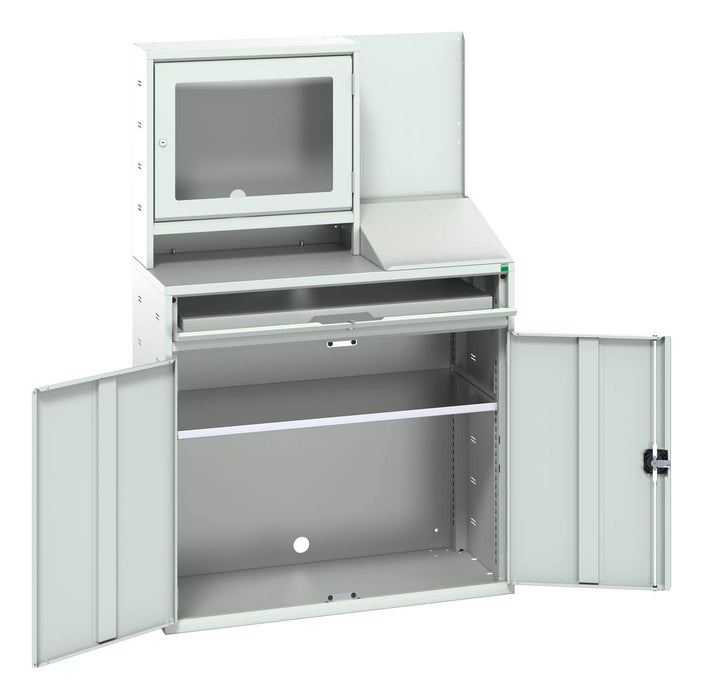 Bott Verso Computer Cupboard With Screen Cupboard, 1 Shelf, 1 Sliding Tray (WxDxH: 1050x550x1650mm) - Part No:16928022