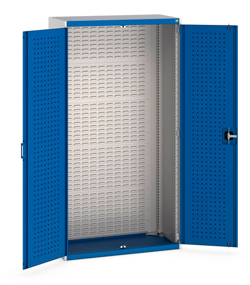 Cubio Cupboard With Perfo Doors, Full Louvre Backpanel (WxDxH: 1050x525x2000mm) - Part No:40013055