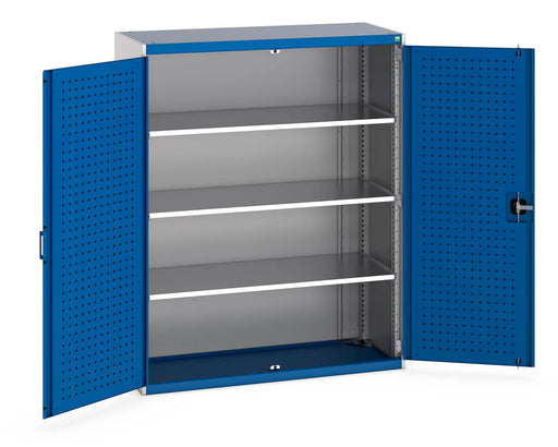 Cubio Cupboard With Perfo Doors & 3 Shelves (WxDxH: 1300x525x1600mm) - Part No:40014050