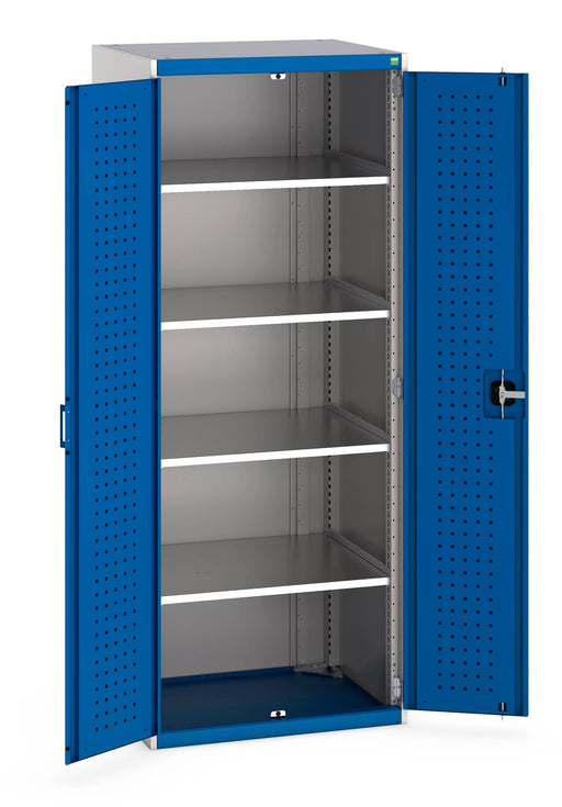 Cubio Cupboard With Perfo Doors & 4 Shelves (WxDxH: 800x650x2000mm) - Part No:40020117