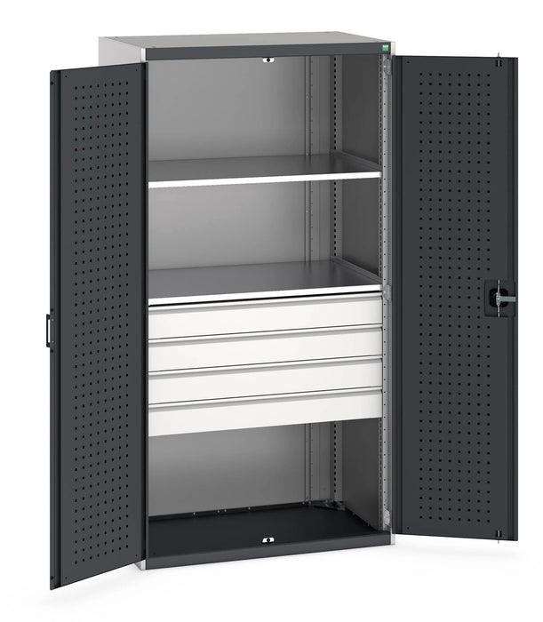 Bott Cubio Cupboard With Perfo Doors & 4 Drawers, 2 Shelves (WxDxH: 1050x650x2000mm) - Part No:40021108