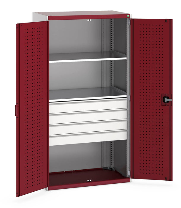 Bott Cubio Cupboard With Perfo Doors & 4 Drawers, 2 Shelves (WxDxH: 1050x650x2000mm) - Part No:40021108