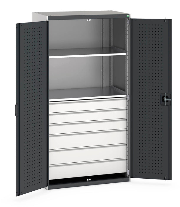 Bott Cubio Cupboard With Perfo Doors & 6 Drawers, 2 Shelves (WxDxH: 1050x650x2000mm) - Part No:40021113