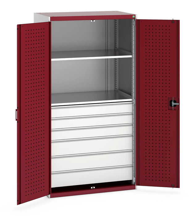 Bott Cubio Cupboard With Perfo Doors & 6 Drawers, 2 Shelves (WxDxH: 1050x650x2000mm) - Part No:40021113