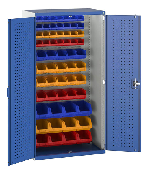 Cubio Cupboard With Perfo Doors, Louvre Back, 60 Bins (WxDxH: 1050x650x2000mm) - Part No:40021117