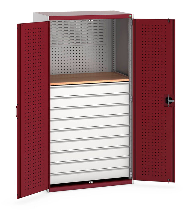 Bott Cubio Cupboard Perfo Doors Mini Workshop, 9 Drawers (WxDxH: 1050x650x2000mm) - Part No:40021204