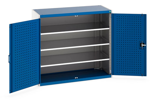 Cubio Cupboard With Perfo Doors & 3 Shelves (WxDxH: 1300x650x1200mm) - Part No:40022048