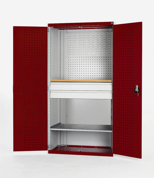 Bott Cubio Cupboard Perfo Doors Mini Workshop 1 Shelf 2 Drws (WxDxH: 1300x650x2000mm) - Part No:40022091
