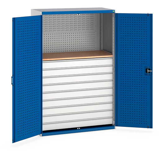 Cubio Cupboard Perfo Doors Mini Workshop, 9 Drawers (WxDxH: 1300x650x2000mm) - Part No:40022093