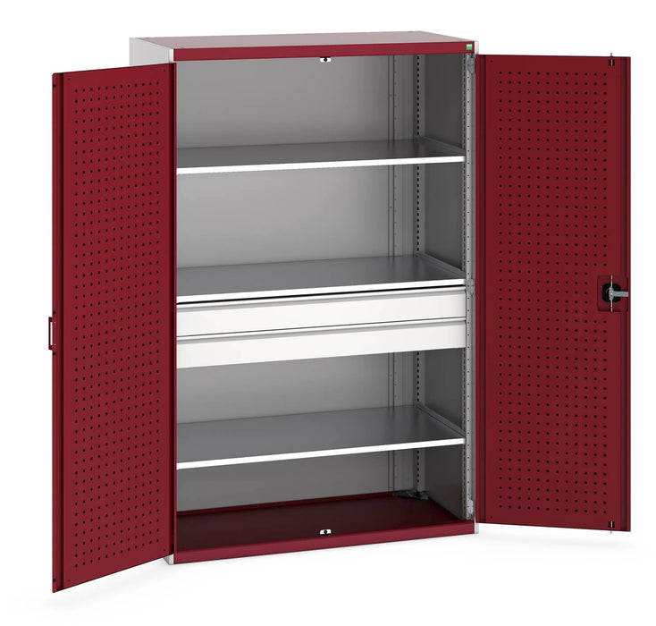 Bott Cubio Cupboard With Perfo Doors, 3 Shelves, 2 Drawers (WxDxH: 1300x650x2000mm) - Part No:40022139