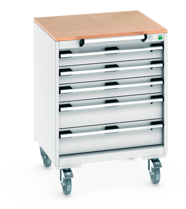Bott Cubio Mobile Cabinet With 5 Drawers & Multiplex Worktop (WxDxH: 650x650x890mm) - Part No:40402147