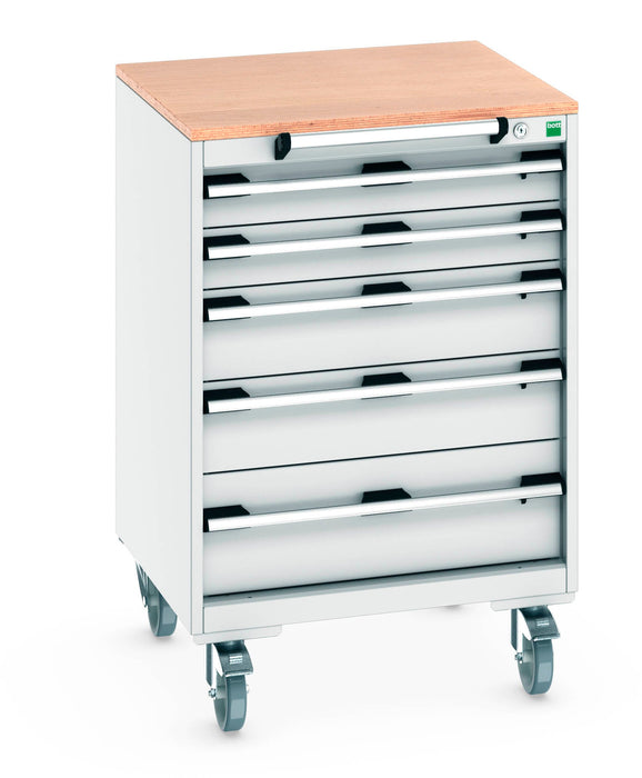 Bott Cubio Mobile Cabinet With 5 Drawers & Multiplex Worktop (WxDxH: 650x650x990mm) - Part No:40402149