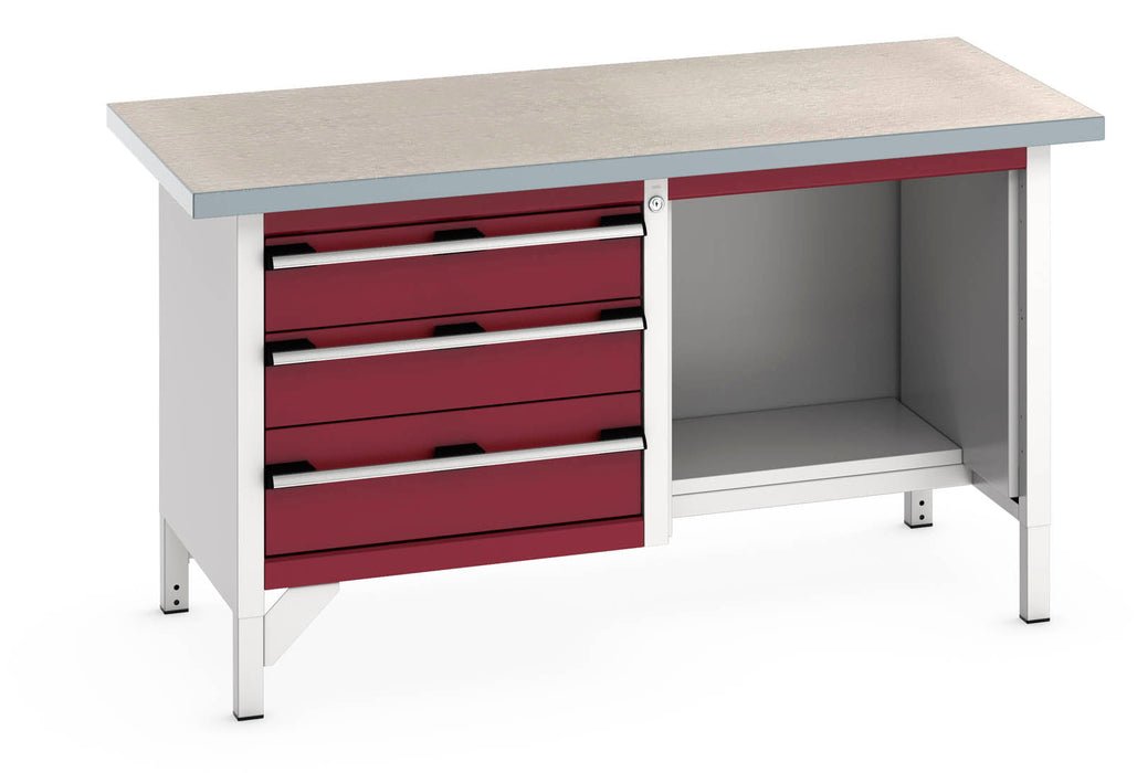 Bott Cubio Storage Bench (Lino) 3 Drawers / Open-Half Depth Shelf (WxDxH: 1500x750x840mm) - Part No:41002042