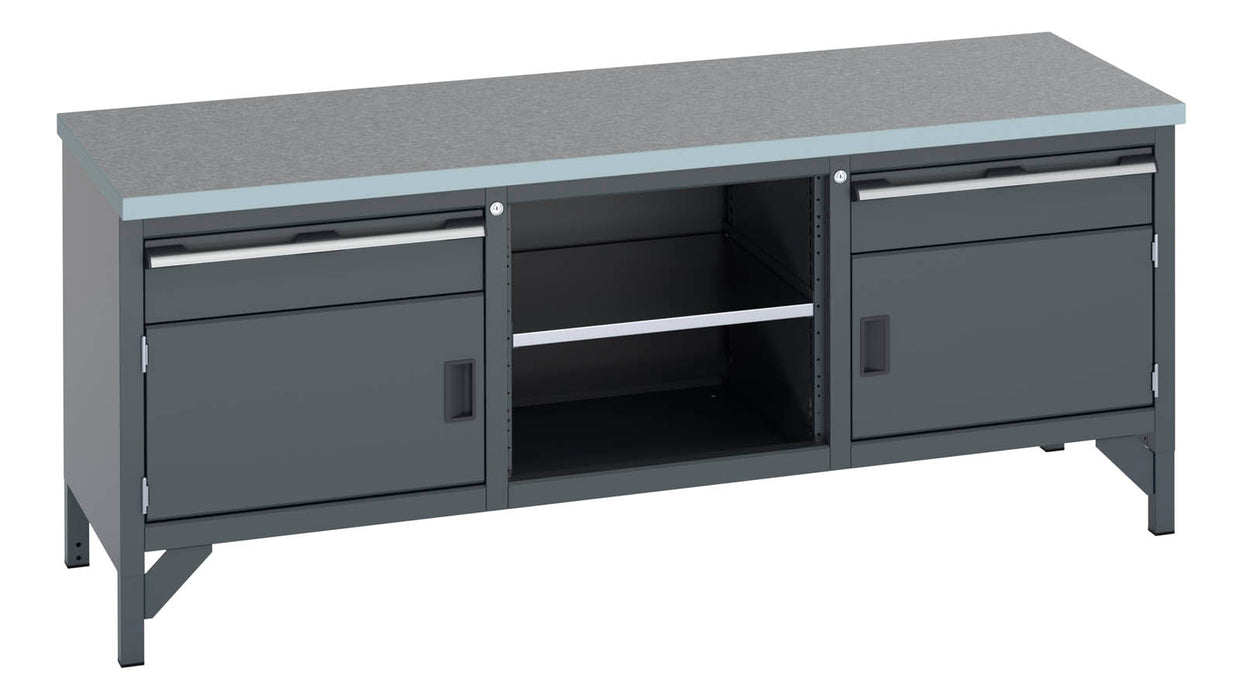 Bott Cubio Storage Bench (Lino) 1 Drwr-Door / Mid Shelf / 1 Drwr-Door (WxDxH: 2000x750x840mm) - Part No:41002054