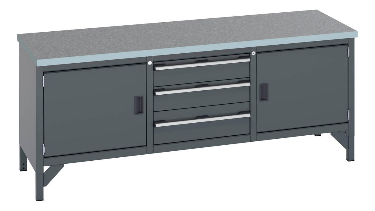 Bott Cubio Storage Bench (Lino) Full Cupboard / 3 Drw / Full Cupboard (WxDxH: 2000x750x840mm) - Part No:41002057