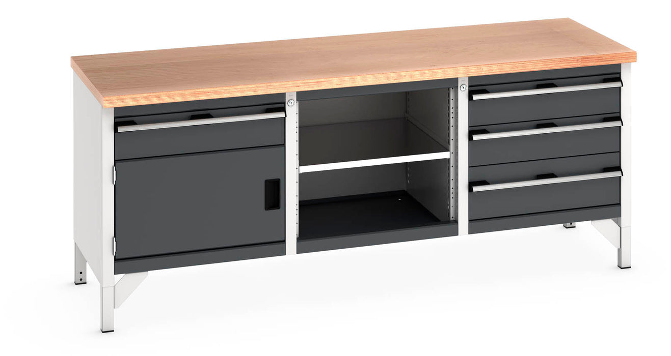 Bott Cubio Storage Bench (Mpx) 1 Drawer-Door / Mid Shelf / 3 Drawers (WxDxH: 2000x750x840mm) - Part No:41002058