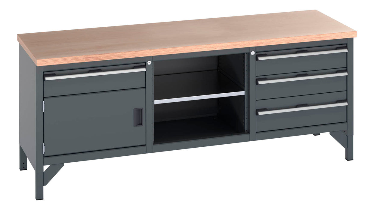 Bott Cubio Storage Bench (Mpx) 1 Drawer-Door / Mid Shelf / 3 Drawers (WxDxH: 2000x750x840mm) - Part No:41002058