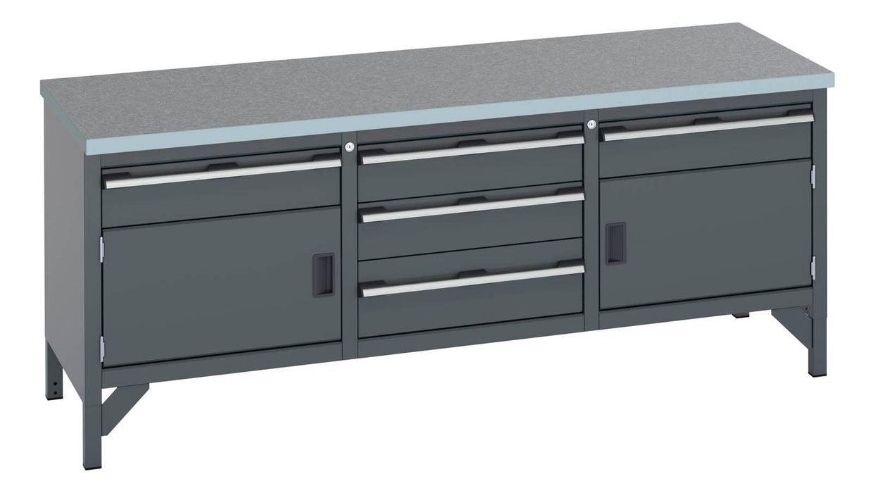 Bott Cubio Storage Bench (Lino) 1 Drwr-Door / 3 Drw Cab / 1 Drwr-Door (WxDxH: 2000x750x840mm) - Part No:41002066